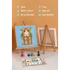Sevimli Kedi Temalı Çocuk Boyama Tuvali – Şövaleli Eğitici Boyama Seti 20x20 cm