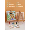 Sevimli Baykuş Temalı Çocuk Boyama Tuvali – Şövaleli Eğitici Boyama Seti 20x20 cm