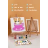 Kupa İçinde Sevimli Kedi Çocuk Boyama Tuvali – Şövaleli Boyama Seti 20x20 cm