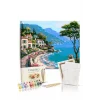 Sayılarla Boyama Seti 40 x 50 cm Tuval Şasesine Gerili Sahil Kasabası