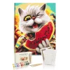 Sayılarla Boyama Seti 40 x 50 cm Tuval Şasesine Gerili Kedi ve Karpuz