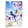 Sayılarla Boyama Seti 40 x 50 cm Tuval Şasesine Gerili Bahar Dalında Kuşlar
