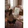 Sayılarla Boyama Seti 40 x 50 cm Tuval Şasesine Gerili Beyaz Çiçekler