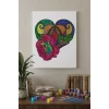 Kalp Çiçek Desenli Mandala Ahşap Boyama Seti 40x50 cm