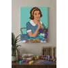 Retro Kadın Desenli Mandala Ahşap Boyama Seti 40x50 cm