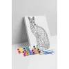 Serval Desenli Mandala Ahşap Boyama Seti 40x50 cm