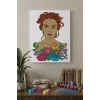 Çiçekli Kadın Portresi Mandala Ahşap Boyama Seti 40x50 cm