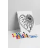 Yapraklı Kalp Desenli Mandala Ahşap Boyama Seti 40x50 cm