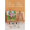 Ayıcıklı Bisiklet Boyama Tuvali – Şövaleli Boya Seti 20x20