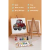 Sevimli Kırmızı Kamyon Boyama Tuvali – Şövaleli Boya Seti 20x20