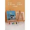 Ay Işığında Ağaçlı Cami Şövaleli Boya Seti 20x20