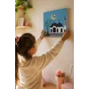 Ay Işığında Ağaçlı Cami Şövalesiz Boya Seti 20x20