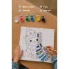 Bere ve Atkılı Sevimli Kedi Temalı Çocuk Boyama Tuvali – Şövalesiz Eğitici Boyama Seti 20x20 cm