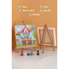 Dondurma Arabası Temalı Çocuk Boyama Tuvali – Şövaleli Eğitici Boyama Seti 20x20 cm