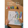 Gökkuşağı Unicorn Çocuk Boyama Tuvali – Şövalesiz Eğitici Boyama Seti 20x20 cm