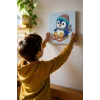 Kızaklı Penguen Temalı Çocuk Boyama Tuvali – Şövalesiz Eğitici Boyama Seti 20x20 cm
