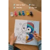 Kızaklı Penguen Temalı Çocuk Boyama Tuvali – Şövalesiz Eğitici Boyama Seti 20x20 cm