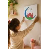 Mavi Hilal İçinde Cami Şövalesiz Boya Seti 20x20