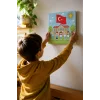 Okul ve Türk Bayrağı Temalı Çocuk Boyama Tuvali – Şövalesiz Eğitici Boyama Seti 20x20 cm