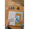 Pencere ve Kuş Temalı Çocuk Boyama Tuvali – Şövalesiz Eğitici Boyama Seti 20x20 cm