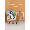 Penguen Temalı Çocuk Boyama Tuvali – Şövaleli Eğitici Boyama Seti 20x20 cm