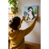 Penguen Temalı Çocuk Boyama Tuvali – Şövalesiz Eğitici Boyama Seti 20x20 cm