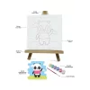 Renklerle Çocuk Boyama Hobi Setleri 20 x 20 cm Tuvale Şasesine Gerili Panda