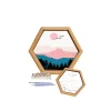 Sayılarla Minimalist Ahşap Çerçeveli Hobi Tablo Setleri 24 x 28 cm Tuval Şasesine Gerili Altıgen Doğadaki Göl
