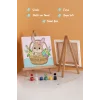 Sepette Tavşan Temalı Çocuk Boyama Tuvali – Şövaleli Eğitici Boyama Seti 20x20 cm