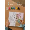 Sepette Tavşan Temalı Çocuk Boyama Tuvali – Şövalesiz Eğitici Boyama Seti 20x20 cm