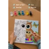 Sevimli Baykuş Temalı Çocuk Boyama Tuvali – Şövalesiz Eğitici Boyama Seti 20x20 cm