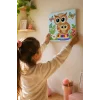 Sevimli Baykuş Temalı Çocuk Boyama Tuvali – Şövalesiz Eğitici Boyama Seti 20x20 cm