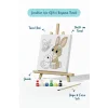 Sevimli Tavşan Temalı Çocuk Boyama Tuvali – Şövaleli Eğitici Boyama Seti 20x20 cm