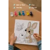 Sevimli Fil Temalı Çocuk Boyama Tuvali – Şövalesiz Eğitici Boyama Seti 20x20 cm