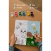 Sevimli Kaplumbağa Temalı Çocuk Boyama Tuvali – Şövalesiz Eğitici Boyama Seti 20x20 cm