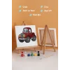 Sevimli Kırmızı Kamyon Boyama Tuvali – Şövaleli Boya Seti 20x20
