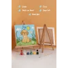 Sevimli Köpek ve Kuş Temalı Çocuk Boyama Tuvali – Şövaleli Eğitici Boyama Seti 20x20 cm