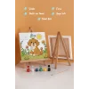 Sevimli Köpek ve Kuş Temalı Çocuk Boyama Tuvali – Şövaleli Eğitici Boyama Seti 20x20 cm