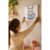 Sevimli Tavşan Temalı Çocuk Boyama Tuvali – Şövalesiz Eğitici Boyama Seti 20x20 cm