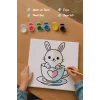 Sevimli Tavşan Temalı Çocuk Boyama Tuvali – Şövalesiz Eğitici Boyama Seti 20x20 cm