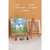 Unicorn & Doğa Temalı Çocuk Boyama Tuvali – Şövaleli Boya Seti 20x20