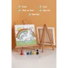 Unicorn & Gökkuşağı Figürlü Çocuk Boyama Tuvali – Şövaleli Boya Seti 20x20