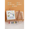 Unicorn Temalı Çocuk Boyama Tuvali Seti – Şövaleli Eğitici Boyama Seti 20x20 cm
