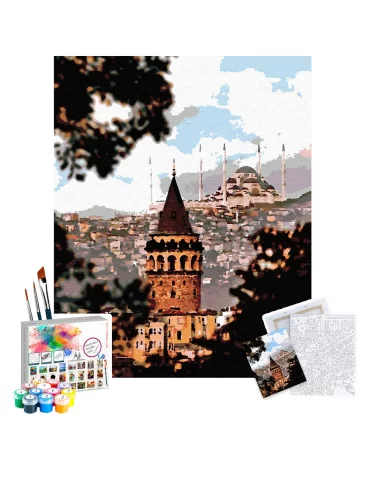 Sayılarla Boyama Seti 40 x 50 cm Tuval Şasesine Gerili İstanbul Güzelleri