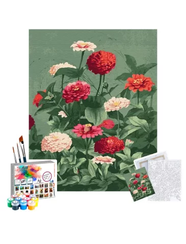 Sayılarla Boyama Seti 40 x 50 cm Tuval Şasesine Gerili Mevsim Çiçeği