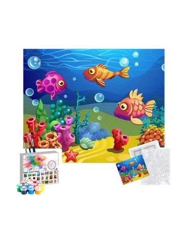 Sayılarla Boyama Seti 40 x 50 cm Tuval Şasesine Gerili Akvaryum