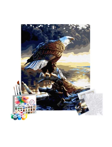 Sayılarla Boyama Seti 40 x 50 cm Tuval Şasesine Gerili Kartalın Duruşu
