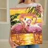 Sayılarla Boyama Seti 40 x 50 cm Tuval Şasesine Gerili Flamingo Ailesi