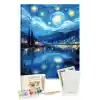 Sayılarla Boyama Seti 40 x 50 cm Tuval Şasesine Gerili Yıldızlı Geceler