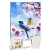Sayılarla Boyama Seti 40 x 50 cm Tuval Şasesine Gerili Bahar Dalında Kuşlar